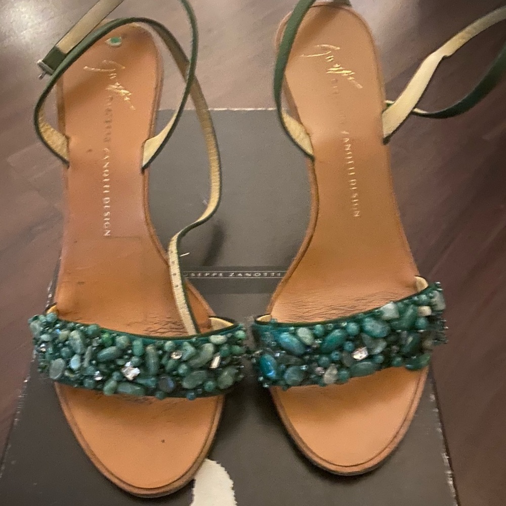 Giuseppe Zanotti Green Beaded Sandals size 5.5